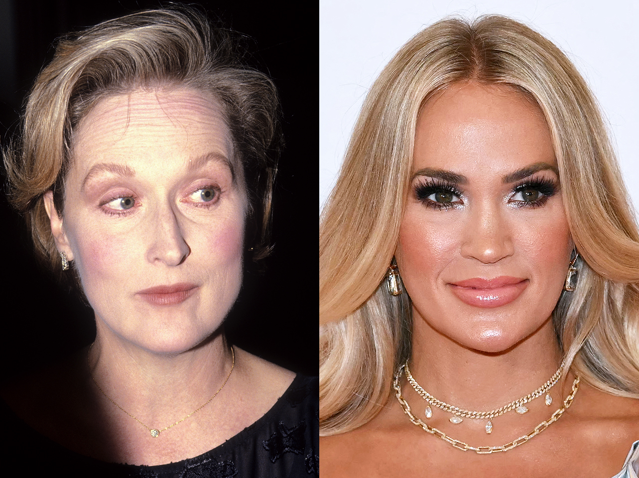 Meryl Streep und Carrie Underwood Seite an Seite in ihren 40ern. | Quelle: Getty Images