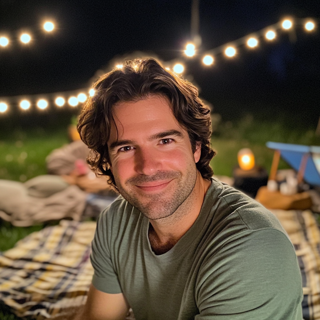 Ein Mann sitzt auf einer Picknickdecke | Quelle: Midjourney