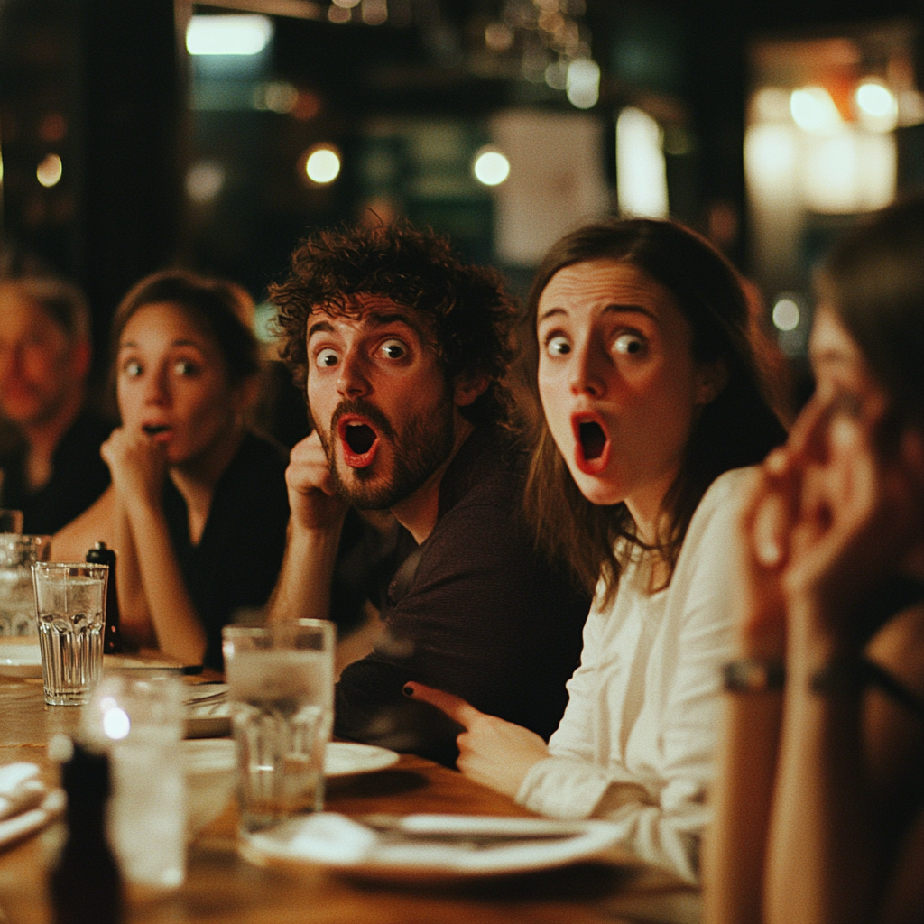 Geschockte Menschen in einem Restaurant | Quelle: Midjourney