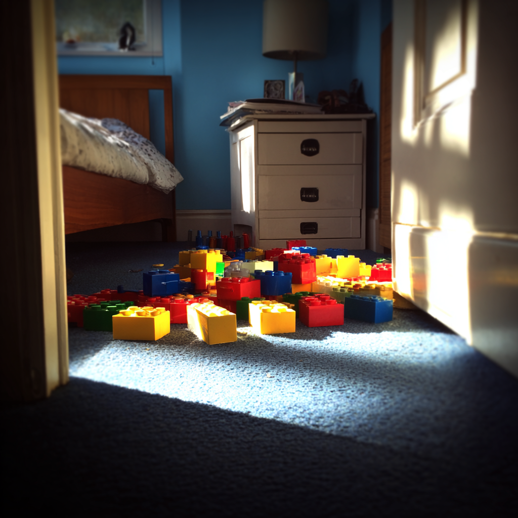 LEGO Steine auf einem Teppich | Quelle: Midjourney