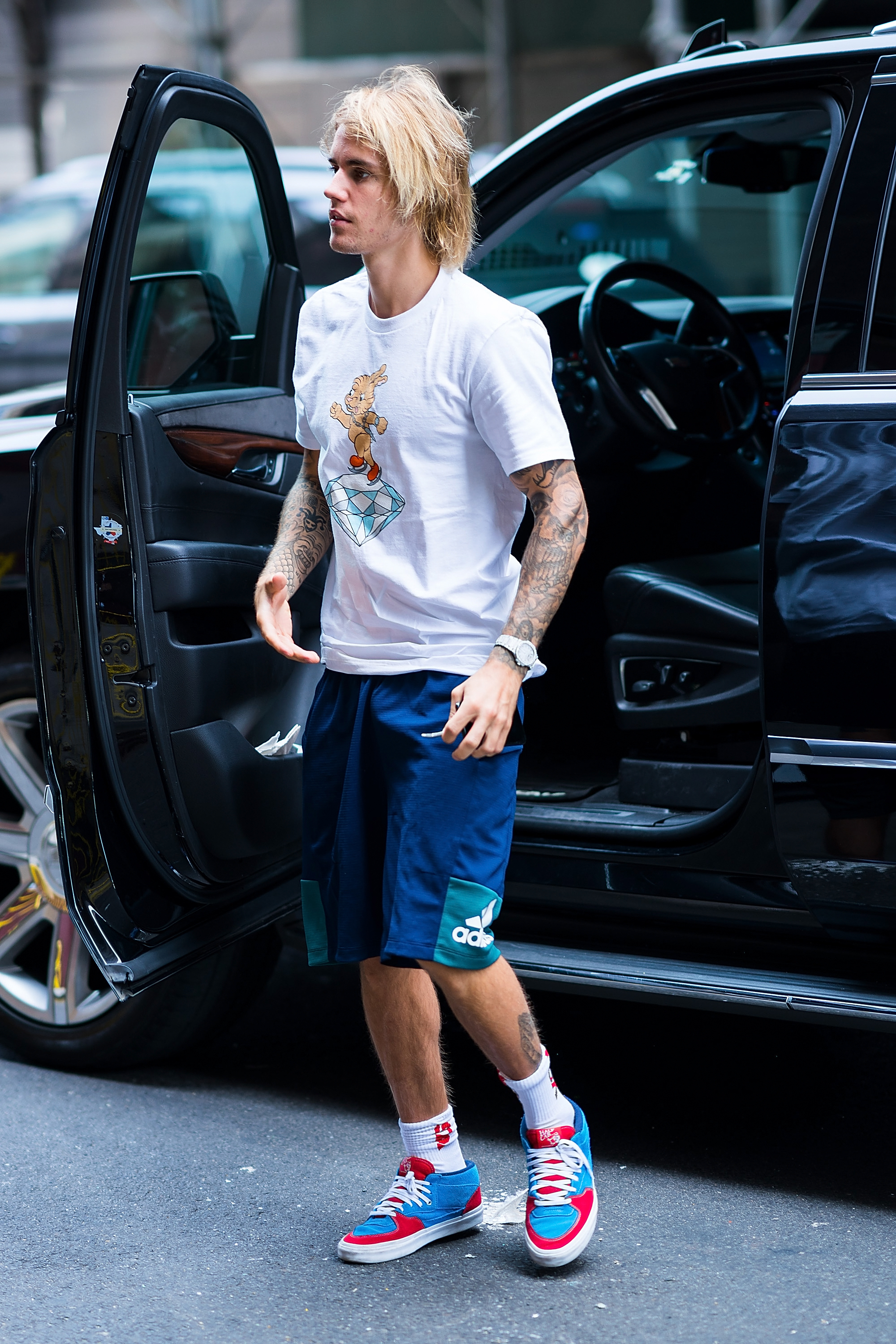 Justin Bieber trifft am 29. Juli 2018 in der Hillsong Church in Midtown in New York City ein. | Quelle: Getty Images