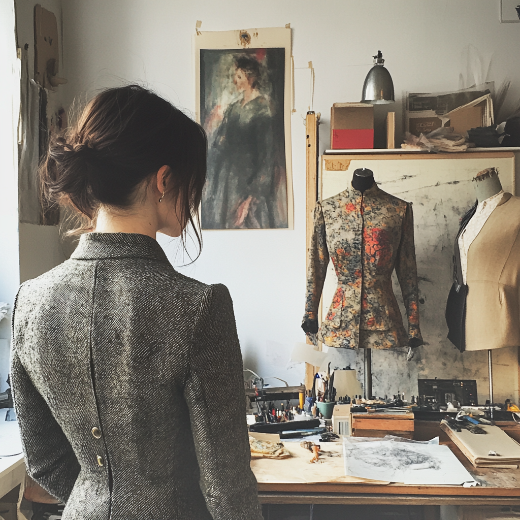 Eine Designerin in ihrem Atelier | Quelle: Midjourney