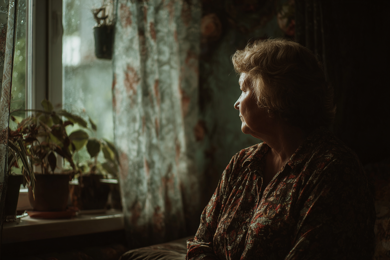 Eine Frau, die in ihrem Haus sitzt | Quelle: Midjourney