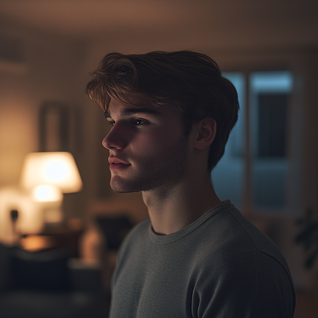 Ein Seitenprofil eines sprechenden Mannes | Quelle: Midjourney