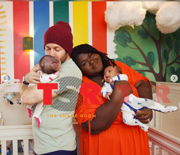 Gabby Sidibe, ihr Mann Brandon Frankel und ihre Zwillinge vom 6. Juni 2024 | Quelle: Instagram/theshaderoom/