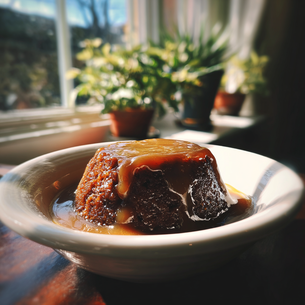 Eine Schüssel mit Sticky Toffee Pudding | Quelle: Midjourney