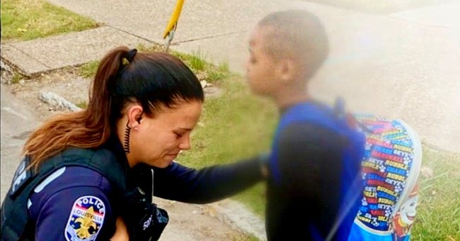 Ein kleiner Junge hält auf dem Schulweg eine Polizistin an und bittet sie, mit ihm zu beten. | Quelle: Facebook/LMPD.ky