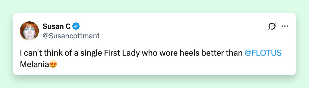 Einige Internetnutzer waren einfach voll des Lobes für den Modegeschmack der First Lady. | Quelle: X/Susancottman1