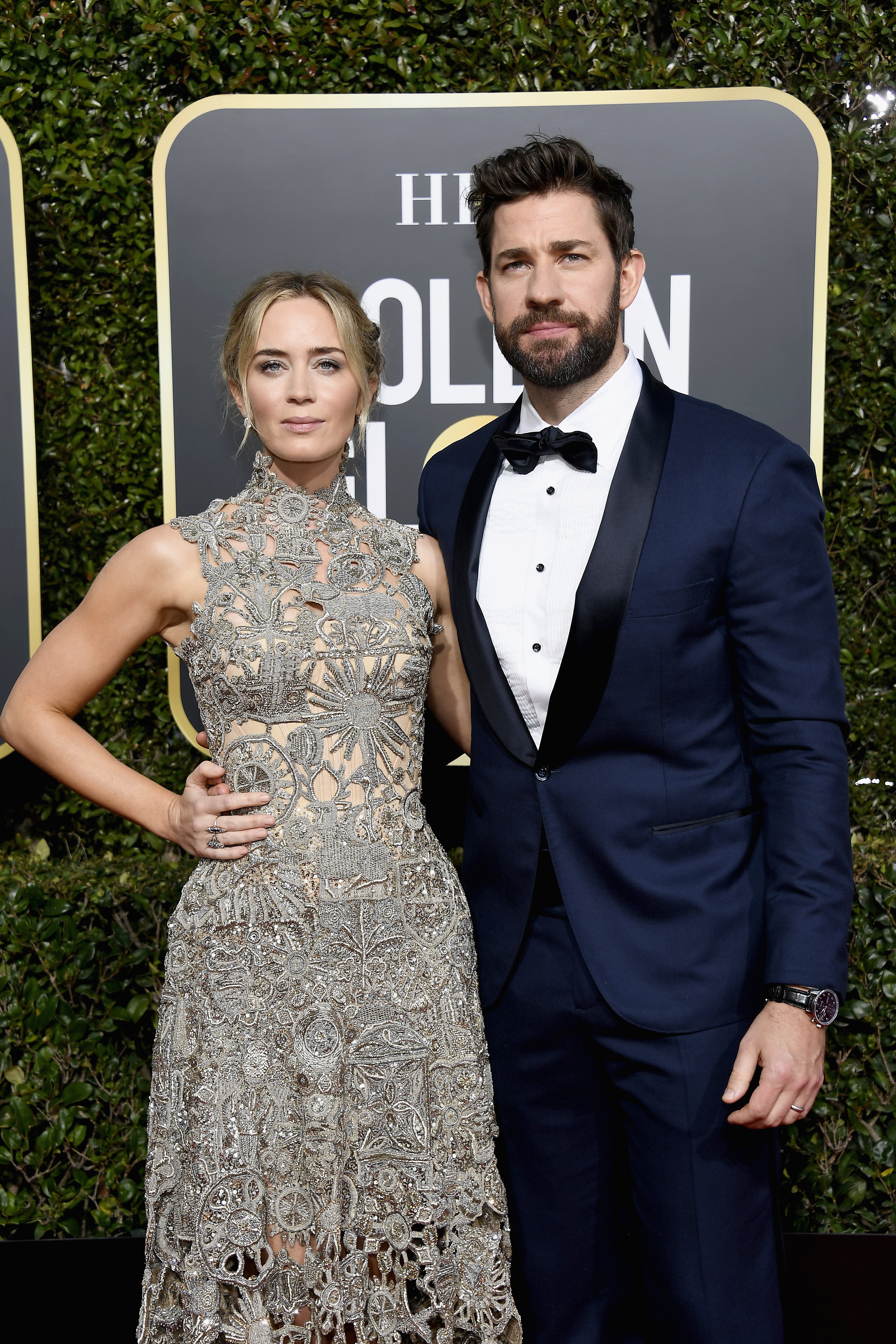 Emily Blunt und John Krasinski kommen zu den 76th Annual Golden Globe Awards im Beverly Hilton Hotel am 6. Januar 2019. | Quelle: Getty Images