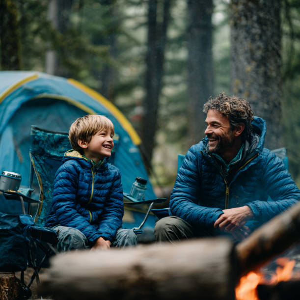 Ein lachender Vater und sein Sohn | Quelle: Midjourney