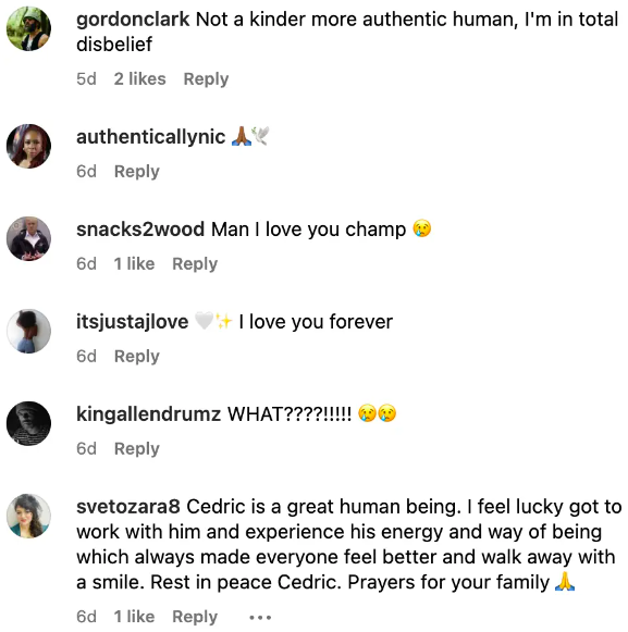 Fan-Kommentare über den verstorbenen Cedric "Beastie" Jones, vom 13. September 2023 | Quelle: Instagram/_cedricjones