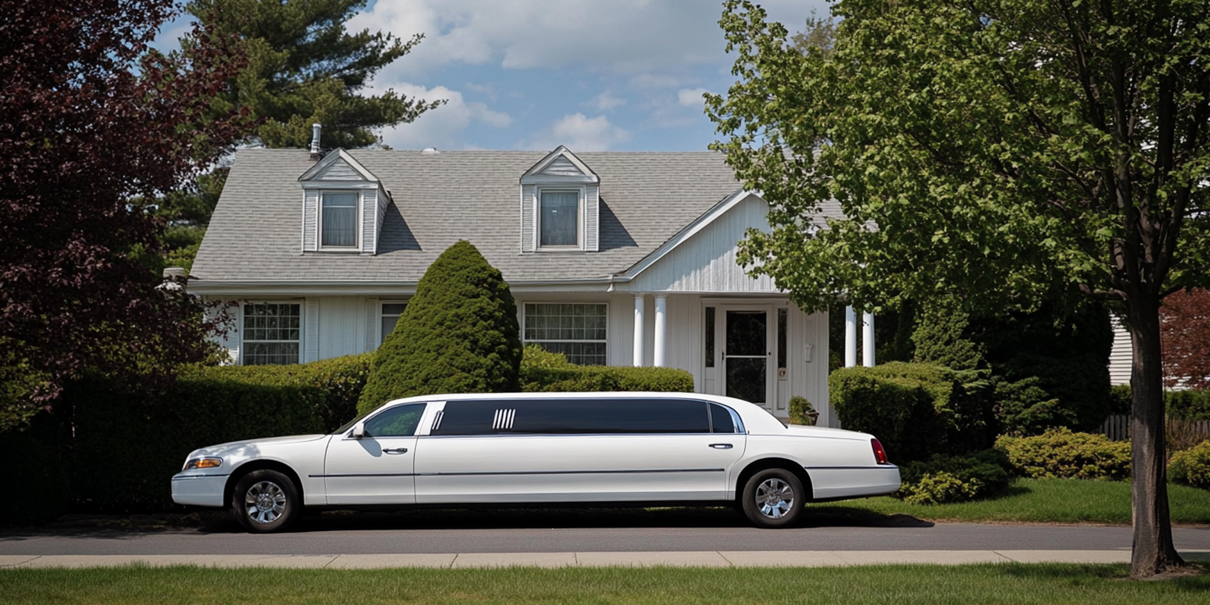 Eine weiße Limousine parkt vor einem Haus | Quelle: Amomama