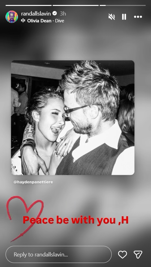 Randall Slavin hat Hayden Panettieres letztes Instagram-Foto in seinen Stories geteilt, nachdem ihr Tod bekannt geworden war. Der Fotograf und Regisseur hat das Bild mit einem roten Herz und einem kurzen Abschiedsgruß versehen. | Quelle: Instagram/randallslavin