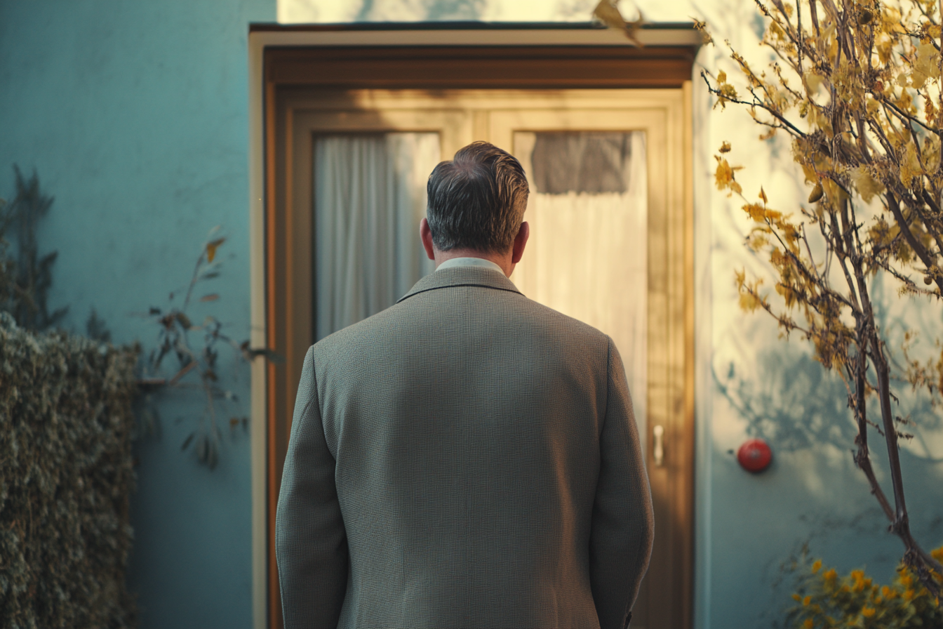 A man stands in front of a house | Source: Midjourney