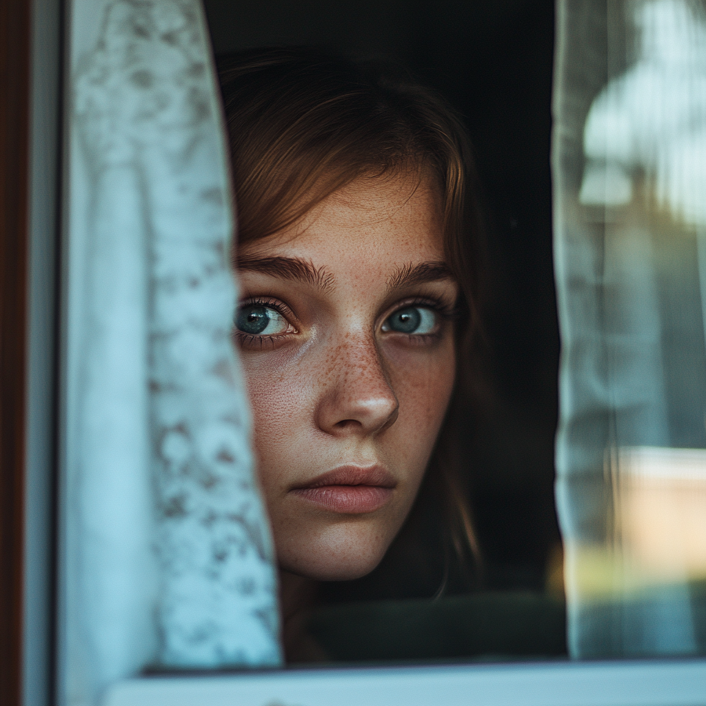 Eine Nachbarin, die aus dem Fenster guckt | Quelle: Midjourney