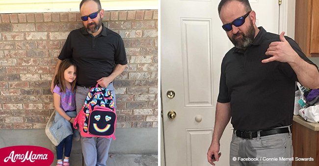 Ein Vater schüttete Wasser auf seine Hose, bevor er seine Tochter aus der Schule abholte